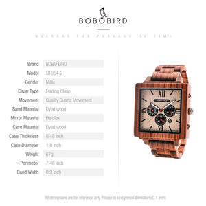 BOBOBIRD Quartz Square Wristwatch