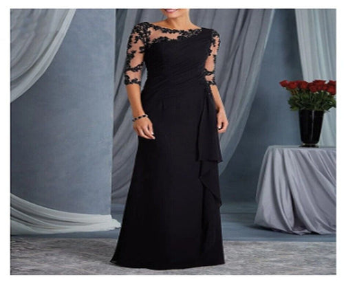 Black Mother of the Bride 3/4 Sleeve Gown SZ 18W