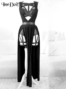 Gothic Sleeveless Crop Top, Short Pants & Skirt Set