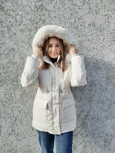 Cotton Padded Hooded Fur Parka