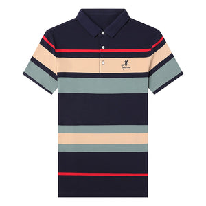 Embroidered Striped Designer Polo Shirt