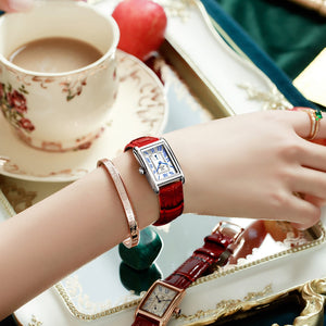 Quartz Waterproof Leather Strap Wrist Watch Bracelet Set