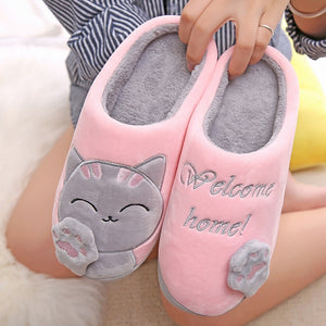 Cartoon Cat Soft Warm House Slippers