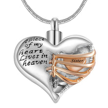 A piece of My Heart Lives in Heaven Two Tone Locket Heart Urn Necklace