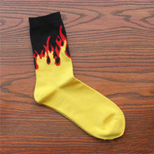 Cartoon Fire Yellow Black Designer Socks