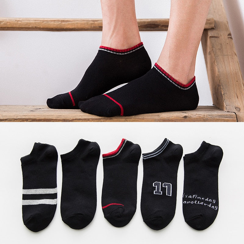 5 Pairs High Quality Business Men's Sock Spring Summer Casual Breathable Striped Patchwork Ankle Socks Gifts for Men Meias