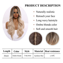 Blonde Platinum Long Wavy Middle Part Natural Heat Resistant Synthetic Wig