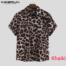 INCERUN Short Sleeve Leopard Print Shirt