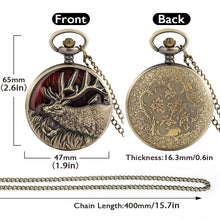 Chic Retro Bronze Elk Pattern Quartz Necklace Pocket Watch