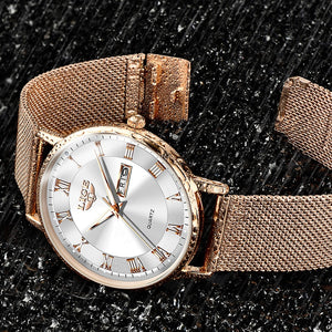 LIGE Ultra-Thin Stainless Steel Wristwatch