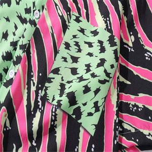 Short Sleeve Leopard Color Block Beach Shirt