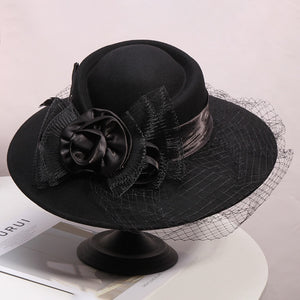 Veil Black 100% Australian Wool Wide Brim Hat