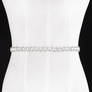 Rhinestone Wedding Dress Belt Silver Crystal