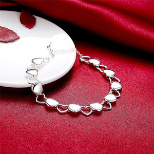 925 Sterling Silver Full Heart Bracelet