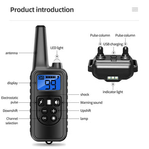 800m Waterproof Rechargeable Remote Control Electric Dog Training Collar