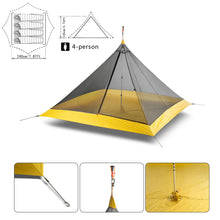 Ultralight 2-4 Person Outdoor Nylon Silicone Coated Pyramid Tent