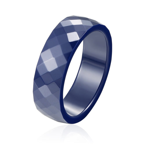 Dark Blue And Black Multi-Faceted Ceramic Ring