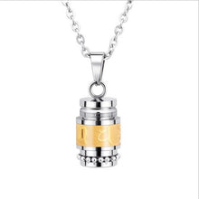 Stainless Steel Buddhism Six Word Rotatable Urn Necklace