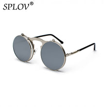 Vintage Steampunk Flip Retro Round Metal Frame Sunglasses