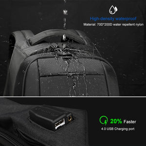 Hidden Anti theft Zipper Water Repellent USB Charger Backpack