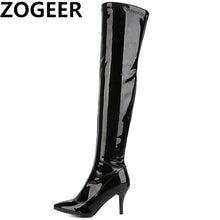Thigh High Patent Leather Over the Knee Boots