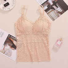 Lace Floral Padded Long Crop Top Wire Free Sheer Bra