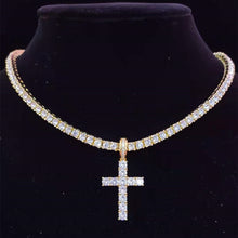 Cross Pendant on Cubic Zircon 4mm Necklace