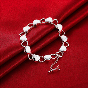 925 Sterling Silver Full Heart Bracelet