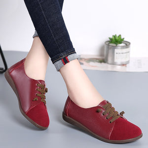 Genuine Leather Mixed Color Slip-on Shoes