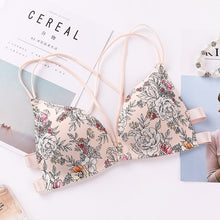 Floral Print Front Buckle Wireless Bra