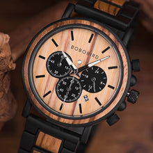 BOBO BIRD P09 Wood and Stainless Steel Luminous Hand Wristwatch