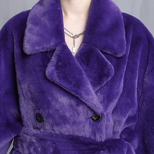 Oversized Purple Warm Fluffy Soft Faux Fur Robe