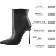 Pointed Toe Metal Thin High Heel Side Zippered Boots