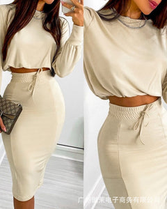 Printed Long Skirt & Long-sleeve Top Set