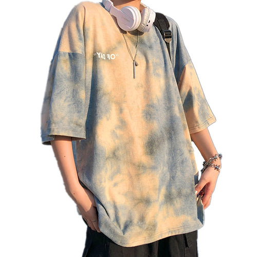 BF Style Tie Dye Printed Short Sleeve Oversized T-shirt