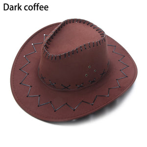 Western Cowboy Wide Brim Faux Leather Hat