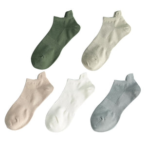 5 Pairs/set Cotton Soft Breathable Solid Colorful Crew Sock