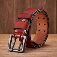 Thick Genuine Leather Double Pin Belt