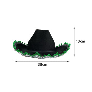 Western Decor Wide Brim Sequined Edge Cowgirl Hat