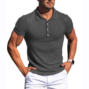 Short Sleeve Slim Fit Ribbed Polo Shirt