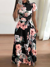 Casual Short Sleeve Floral Print Long Dress