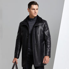 Fur Integrated Leather Mid-length Jacket
