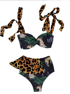 Two-Piece Padded Bra Ruffled Bikini Set
