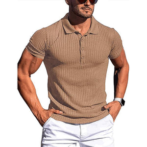 Short Sleeve Slim Fit Ribbed Polo Shirt