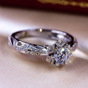 Delysia King Round Flower Crystal Wedding Ring