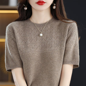 Pure Wool Short-sleeve Pullover Sweater