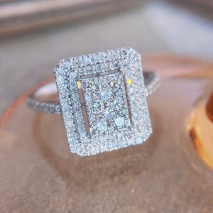 Huitan Sparkling Cubic Zirconia Square-shaped Wedding Ring