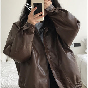 Faux Leather Oversized Jacket