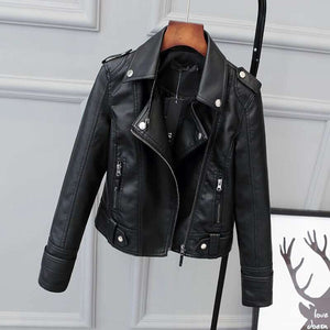 Short Black Faux Leather Jacket