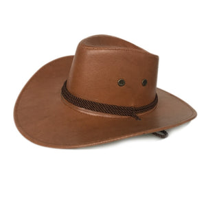 Large Brim Faux Leather Cowboy Hat